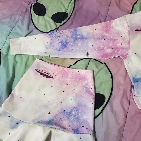 Wildfox Couture Space Cadet pop art TOP & SKIRT set UFO - Picture 9 of 14